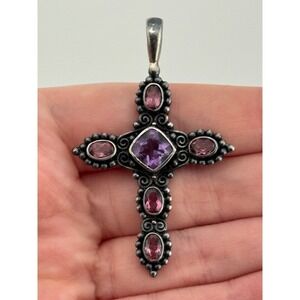 Sajen Sterling Silver 925 Multicolor Cross Pendant